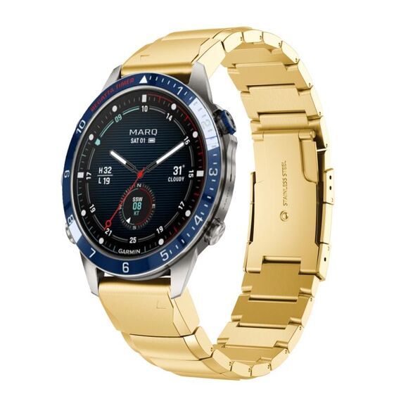 Per Garmin MARQ Captain Gen 2 cinturino in acciaio inossidabile da 22 mm con guscio di tartaruga (oro)