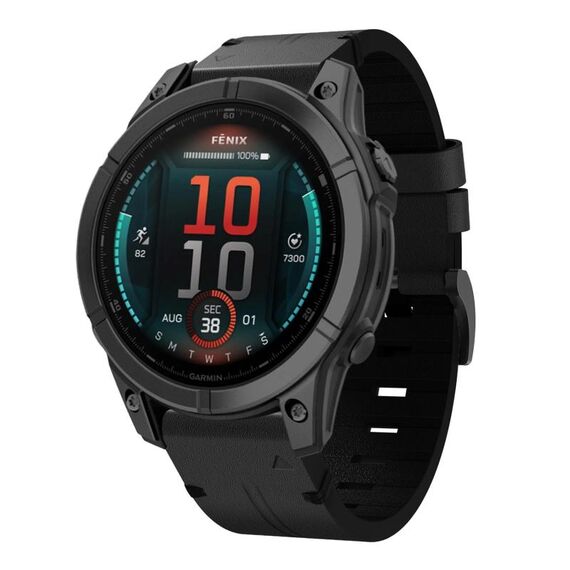 Per Garmin Fenix ​​8 MIP 47mm Cinturino in pelle con fibbia in acciaio 22mm (nero)