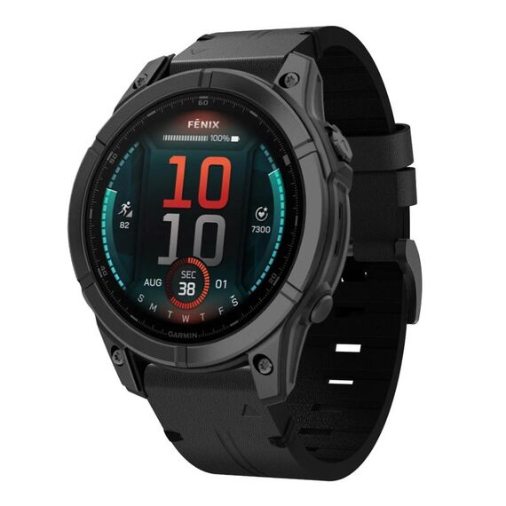 Per Garmin Fenix ​​E 47mm Cinturino in pelle con fibbia in acciaio 22mm (nero)
