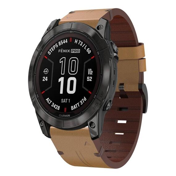 Per Garmin Quatix 7 Pro cinturino in pelle con fibbia in acciaio da 22 mm (marrone chiaro)