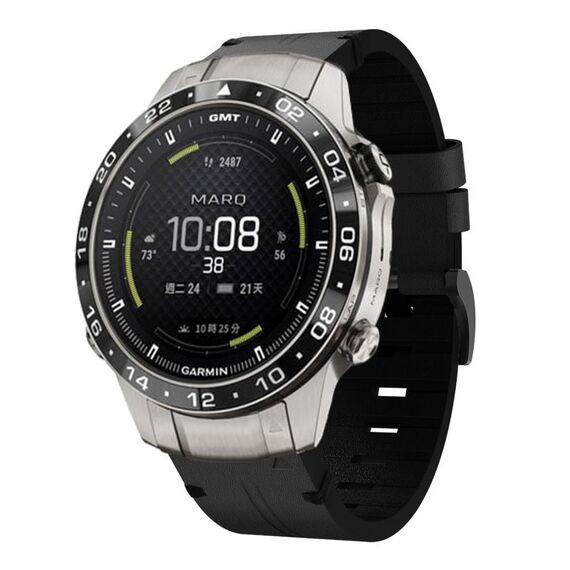Per Garmin MARQ Aviator Gen 2 cinturino in pelle con fibbia in acciaio da 22 mm (nero)