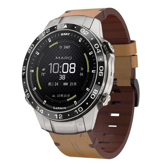 Per Garmin MARQ Aviator Gen 2 cinturino in pelle con fibbia in acciaio da 22 mm (marrone chiaro)