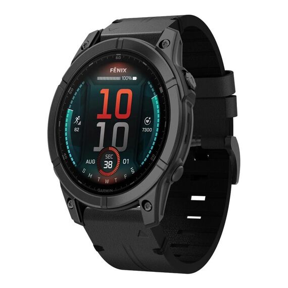 Per Garmin Fenix ​​8 MIP 51mm Cinturino in pelle con fibbia in acciaio 26mm (nero)