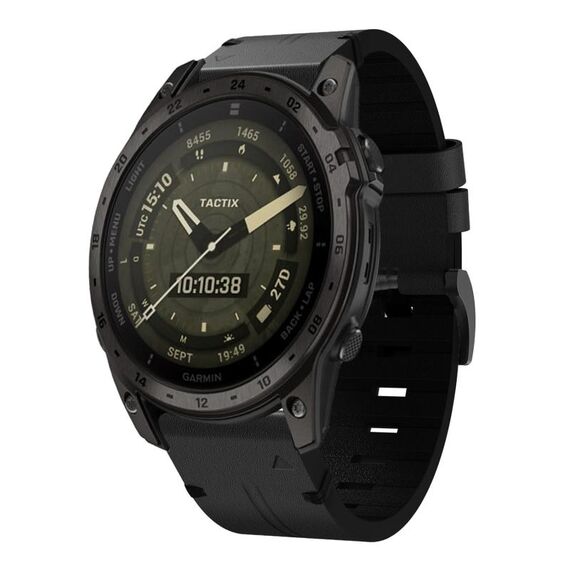Per Garmin Tactix 7 AMOLED cinturino in pelle con fibbia in acciaio da 26 mm (nero)
