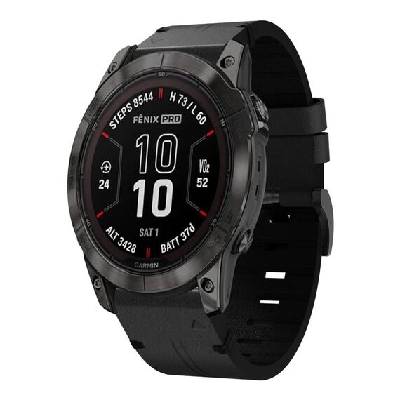 Per Garmin Fenix ​​7X Pro 51mm Cinturino in pelle con fibbia in acciaio 26mm (nero)