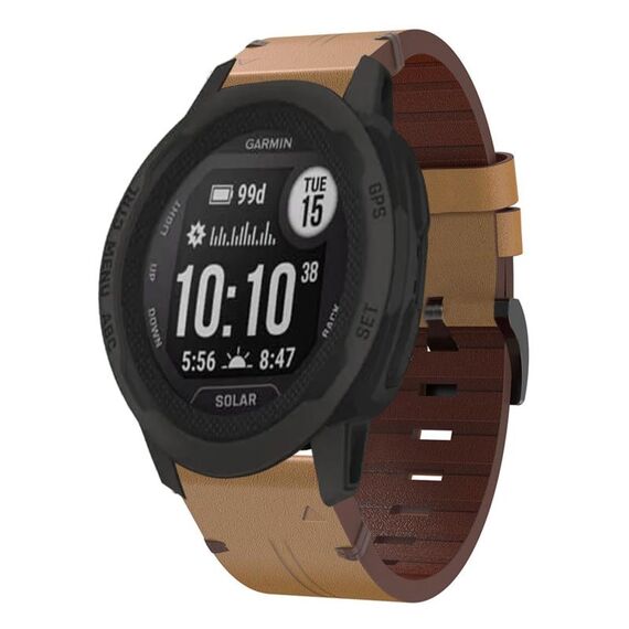 Per Garmin Instinct 2X Solar cinturino in pelle con fibbia in acciaio da 26 mm (marrone chiaro)