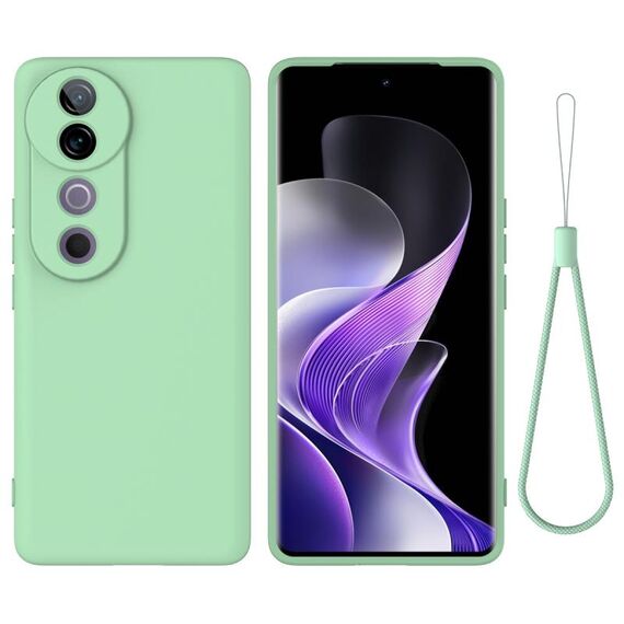 Per vivo S19 Custodia per telefono antiurto in silicone liquido a tinta unita con copertura totale (verde)
