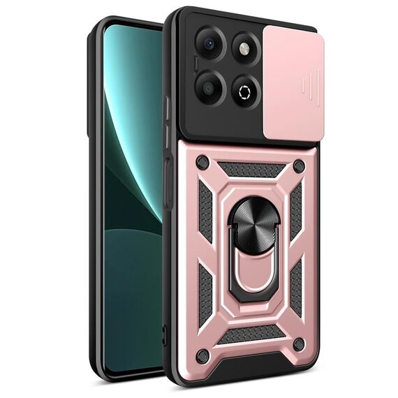 Per Honor X6b Custodia per fotocamera scorrevole in TPU+PC (oro rosa)