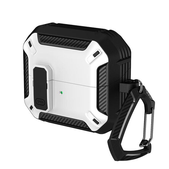 Per Samsung Galaxy Buds 3 / 3 Pro Custodia protettiva per auricolari bicolore con interruttore e gancio (nero bianco)