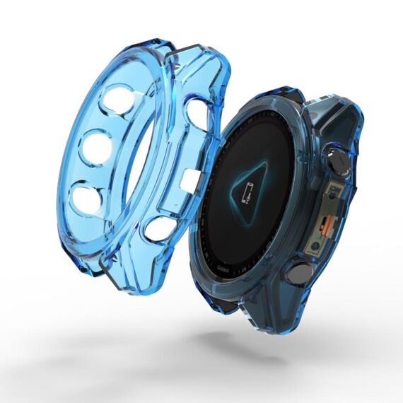 Per Garmin Fenix ​​8 AMOLED 43mm Half Pack Hollow TPU Watch Custodia protettiva (blu trasparente)