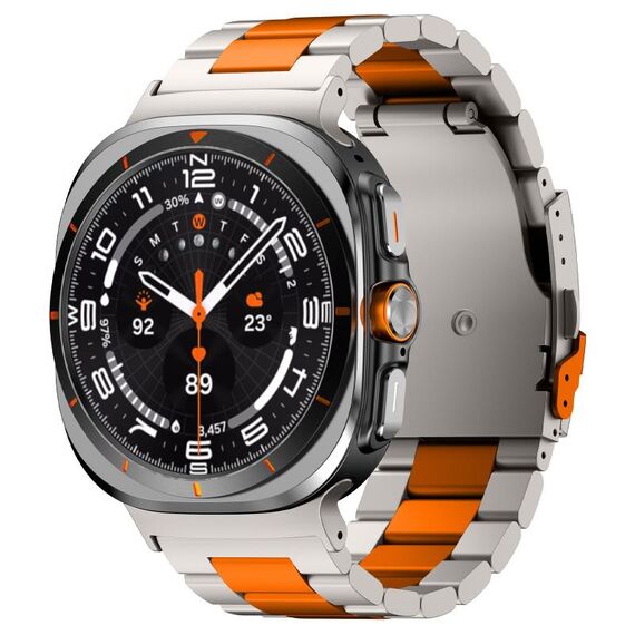 Per Samsung Galaxy Watch Ultra 47mm cinturino in lega di titanio a tre perle (titanio arancione)