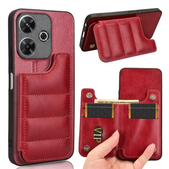 Per Redmi 13 4G / Note 13R 5G Custodia per telefono con motivo a mucca e carta da cucire (rosso)