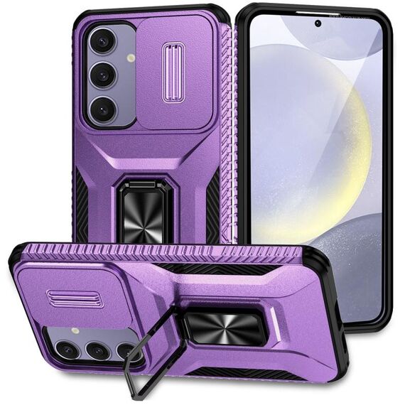Per Samsung Galaxy S24 FE 5G Custodia per telefono con supporto scorrevole Camshield (viola)