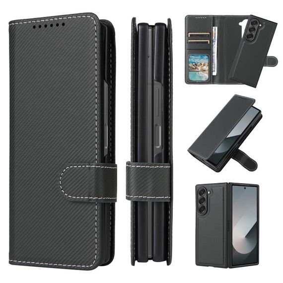 Per Samsung Galaxy Z Fold6 5G Split 2 in 1 Custodia pieghevole in pelle per telefono (verde scuro)