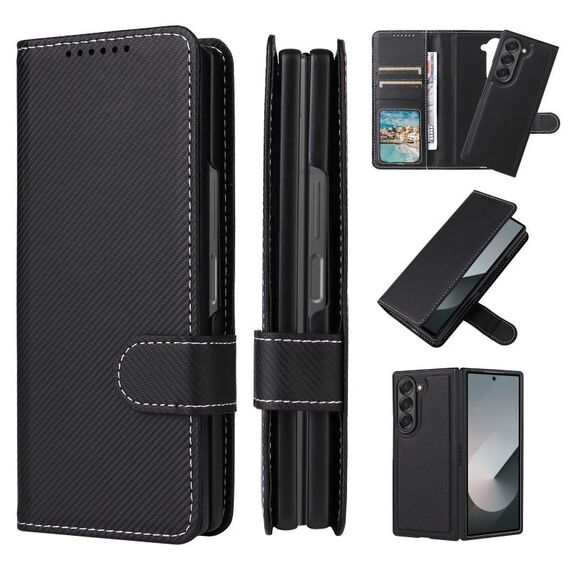 Per Samsung Galaxy Z Fold6 5G Split 2 in 1 Custodia pieghevole in pelle per telefono (nero)