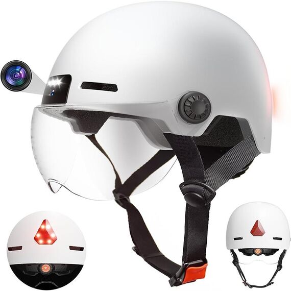 M6 1080P HD Camera Recorder Casco da ciclismo intelligente, dimensioni: 54-63 cm (bianco)