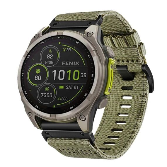 Per Garmin Fenix ​​8 MIP 47mm Nylon Canvas Quick Release 22mm Cinturino per orologio (verde oliva)