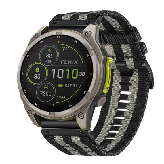 Per Garmin Fenix ​​8 MIP 47mm Nylon Canvas Quick Release 22mm Cinturino per orologio (nero grigio)