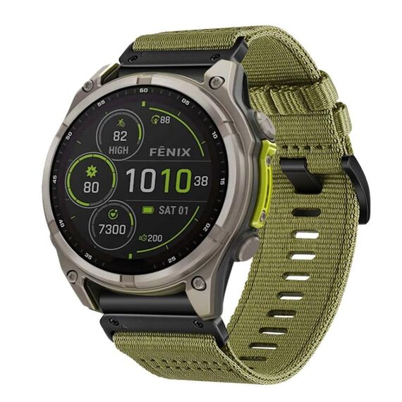 Per Garmin Fenix ​​8 MIP 47mm Nylon Canvas Quick Release 22mm Cinturino per orologio (verde militare)