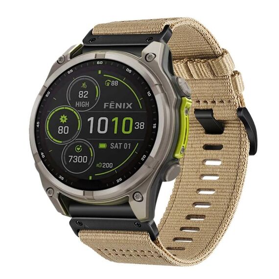 Per Garmin Fenix ​​8 MIP 47mm Nylon Canvas Quick Release 22mm Cinturino Orologio (Cachi)