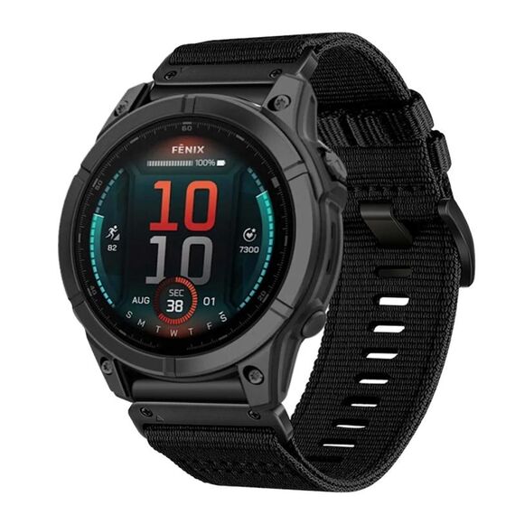 Per Garmin Fenix ​​E 47mm Nylon Canvas Quick Release 22mm Cinturino per orologio (nero)