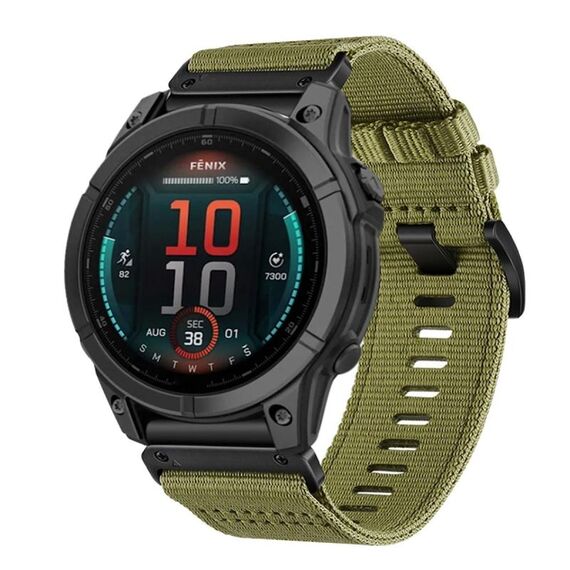 Per Garmin Fenix ​​E 47mm Nylon Canvas Quick Release 22mm Cinturino per orologio (verde militare)