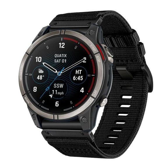 Per cinturino da orologio Garmin Quatix 7 Pro in nylon e tela a sgancio rapido da 22 mm (nero)