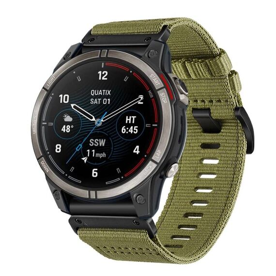 Per cinturino da orologio Garmin Quatix 7 Pro in nylon e tela a sgancio rapido da 22 mm (verde militare)