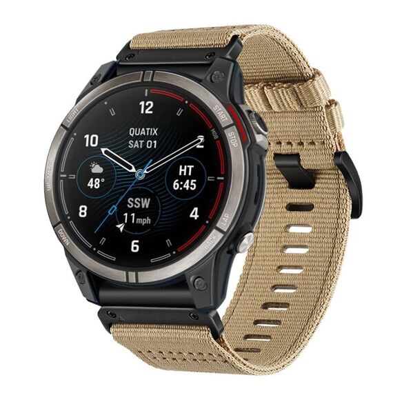 Per cinturino da orologio Garmin Quatix 7 Pro in nylon e tela a sgancio rapido da 22 mm (cachi)