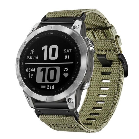 Per Garmin Fenix ​​7 Pro Nylon Canvas Quick Release 22mm Watch Band (verde oliva)