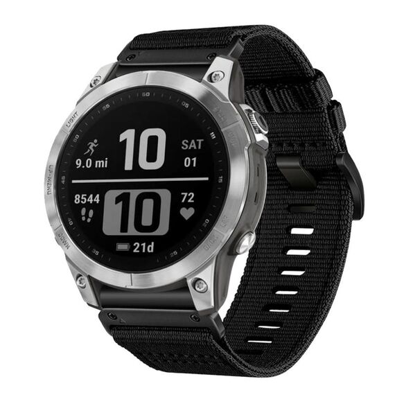 Per Garmin Fenix ​​7 Pro Nylon Canvas Quick Release 22mm Watch Band (Nero)