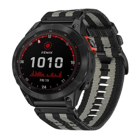 Per Garmin Fenix ​​7 Solar Nylon Canvas Quick Release Cinturino da 22 mm (Nero Grigio)
