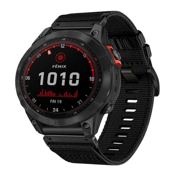 Per Garmin Fenix ​​7 Solar Nylon Canvas Quick Release Cinturino da 22 mm (Nero)