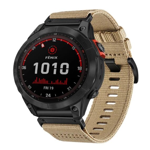 Per Garmin Fenix ​​7 Solar Nylon Canvas Quick Release Cinturino per orologio da 22 mm (cachi)