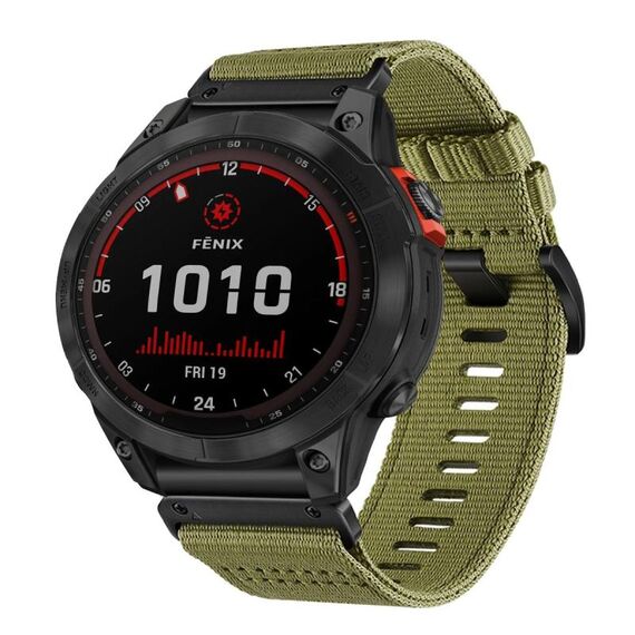 Per Garmin Fenix ​​7 Sapphire Solar Nylon Canvas Quick Release Cinturino per orologio da 22 mm (verde militare)