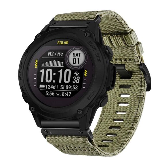 Per cinturino da orologio Garmin Descent G1 in nylon e tela a sgancio rapido da 22 mm (verde oliva)