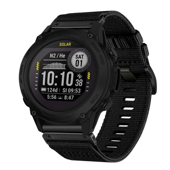 Per cinturino da orologio Garmin Descent G1 in nylon e tela a sgancio rapido da 22 mm (nero)