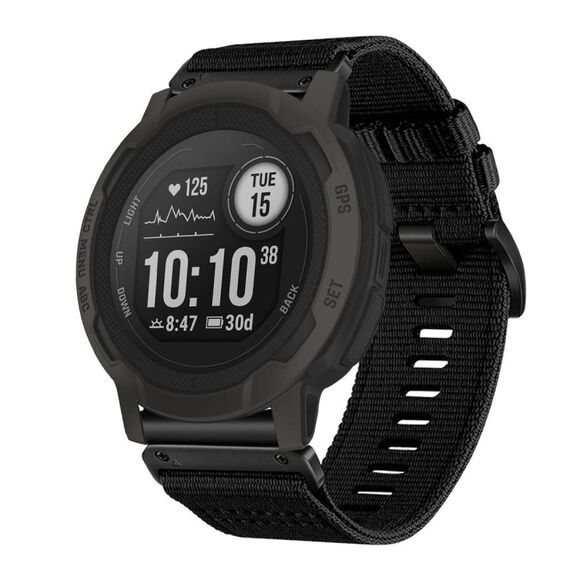 Per cinturino da orologio Garmin Instinct / Instinct 2 in nylon e tela a sgancio rapido da 22 mm (nero)