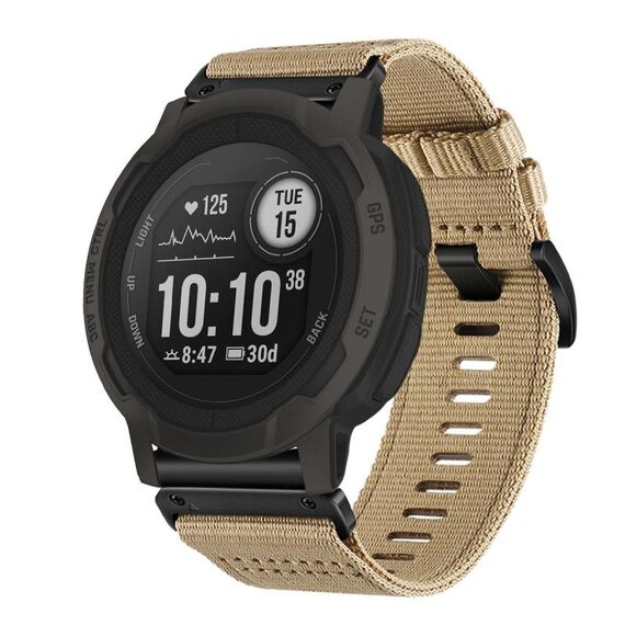 Per cinturino da orologio Garmin Instinct / Instinct 2 in nylon e tela a sgancio rapido da 22 mm (cachi)