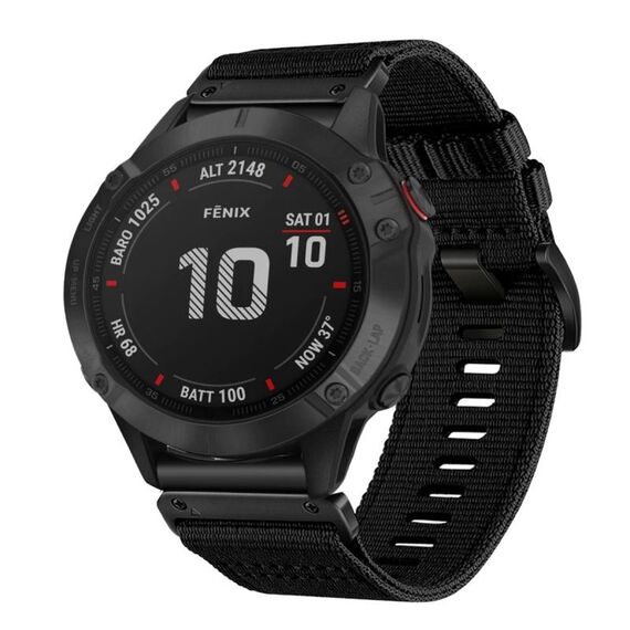 Per Garmin Fenix ​​6 GPS / 6 Pro GPS cinturino in nylon tela a sgancio rapido da 22 mm (nero)