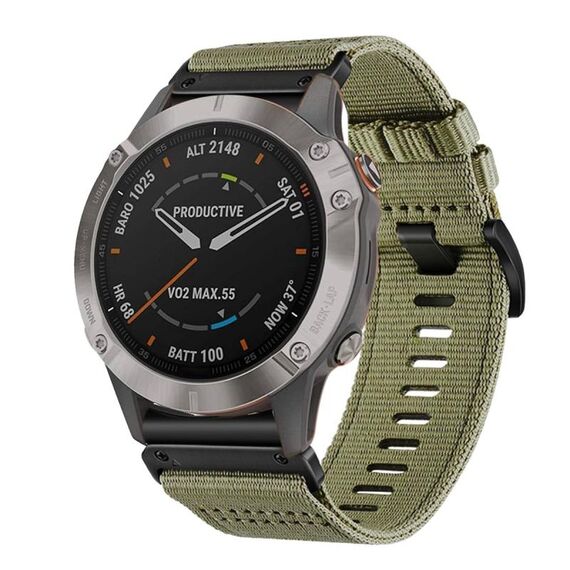 Per Garmin Fenix ​​6 Sapphire GPS Nylon Canvas Quick Release Cinturino da 22 mm (verde oliva)