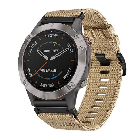 Per Garmin Fenix ​​6 Sapphire GPS Nylon Canvas Quick Release 22mm Watch Band (cachi)