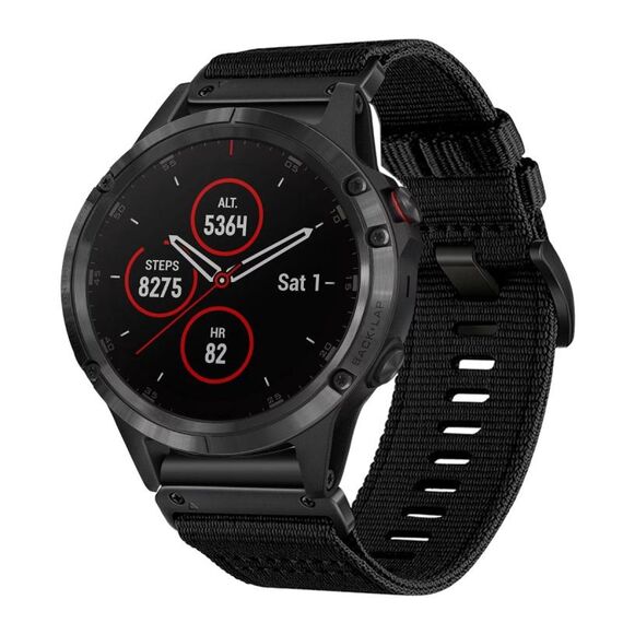 Per Garmin Fenix ​​5 / 5 Plus cinturino in nylon tela a sgancio rapido da 22 mm (nero)