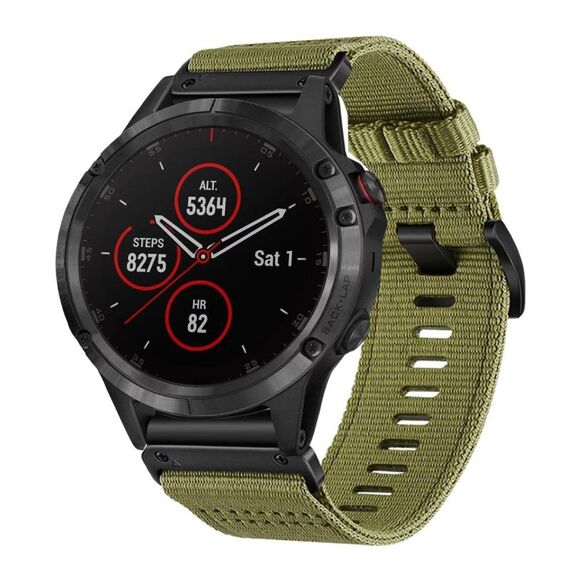 Per Garmin Fenix ​​5 / 5 Plus cinturino in nylon tela a sgancio rapido da 22 mm (verde militare)