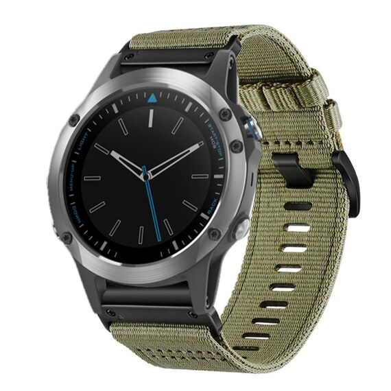 Per Garmin Quatix 5/5 Sapphire Nylon Canvas Quick Release Cinturino per orologio da 22 mm (verde oliva)