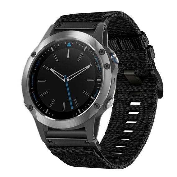 Per Garmin Quatix 5/5 Sapphire Nylon Canvas Quick Release Cinturino per orologio da 22 mm (nero)