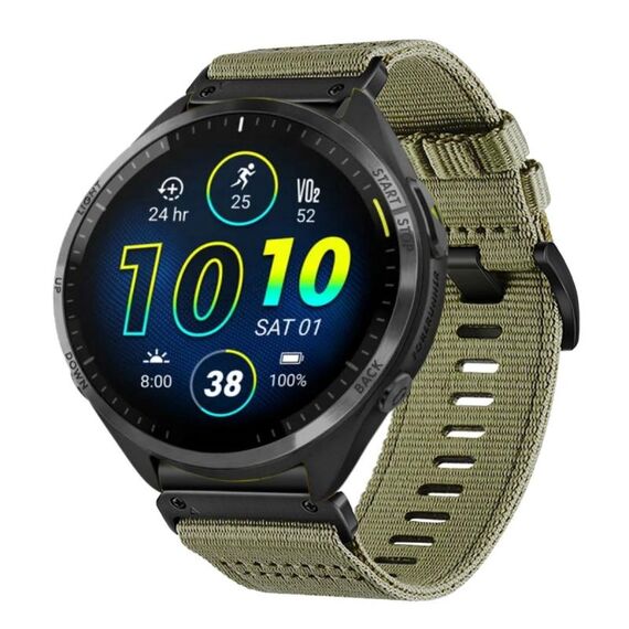 Per Garmin Forerunner 965/955/945 cinturino in nylon e tela a sgancio rapido da 22 mm (verde oliva)