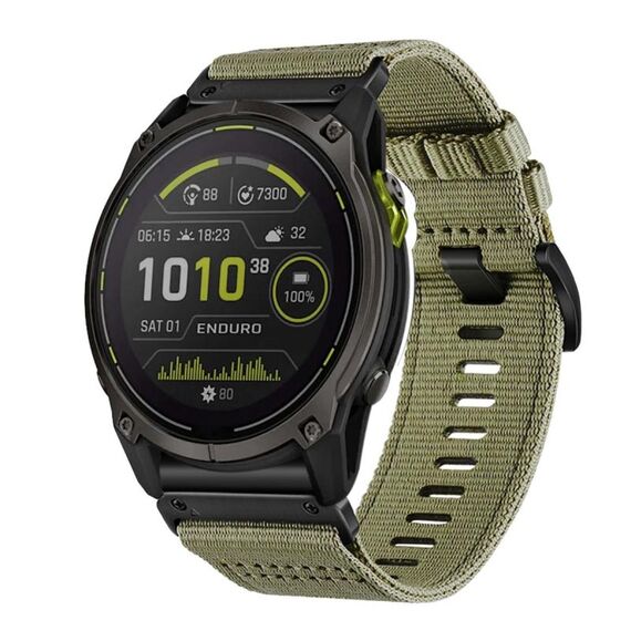 Per cinturino da orologio Garmin Enduro 3 in nylon e tela a sgancio rapido da 26 mm (verde oliva)