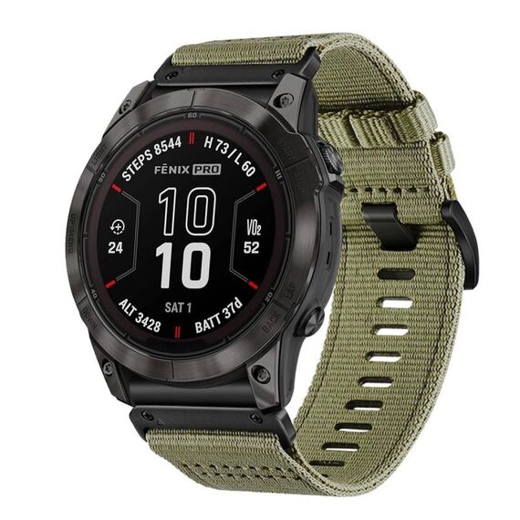 Per Garmin Fenix ​​7X Pro Nylon Canvas Quick Release 26mm Cinturino per orologio (verde oliva)