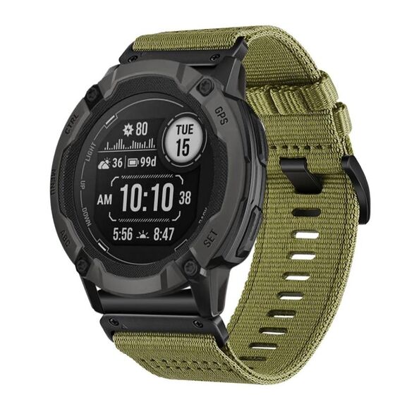 Per cinturino da orologio in nylon e tela a sgancio rapido Garmin Instinct 2X da 26 mm (verde militare)